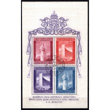 1958. Vatikanet. Verdensudstillingen i Bruxelles. Miniark. Stemplet.